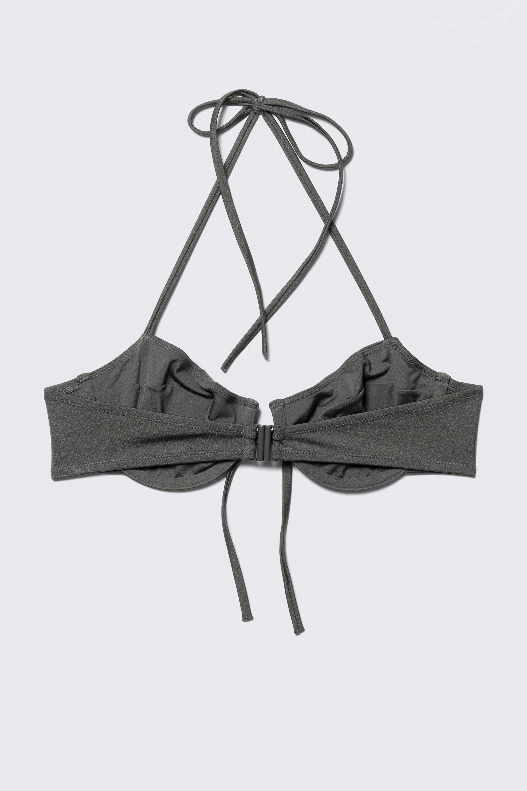 Dark Grey Shimmer - Strappy Wired Halter Bikini Top - 4