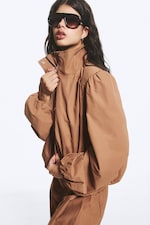 Marron moyen - Veste de survêtement oversize à col cheminée - 3