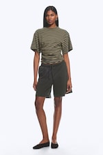 Dark Grey Stripe - DRAPED FITTED T-SHIRT - 1