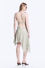 Light Mole - Asymmetric Sleeveless Cowl-Neck Midi Dress - 5
