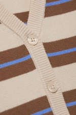 Randig Brun - Kort stickad v-ringad cardigan - 4