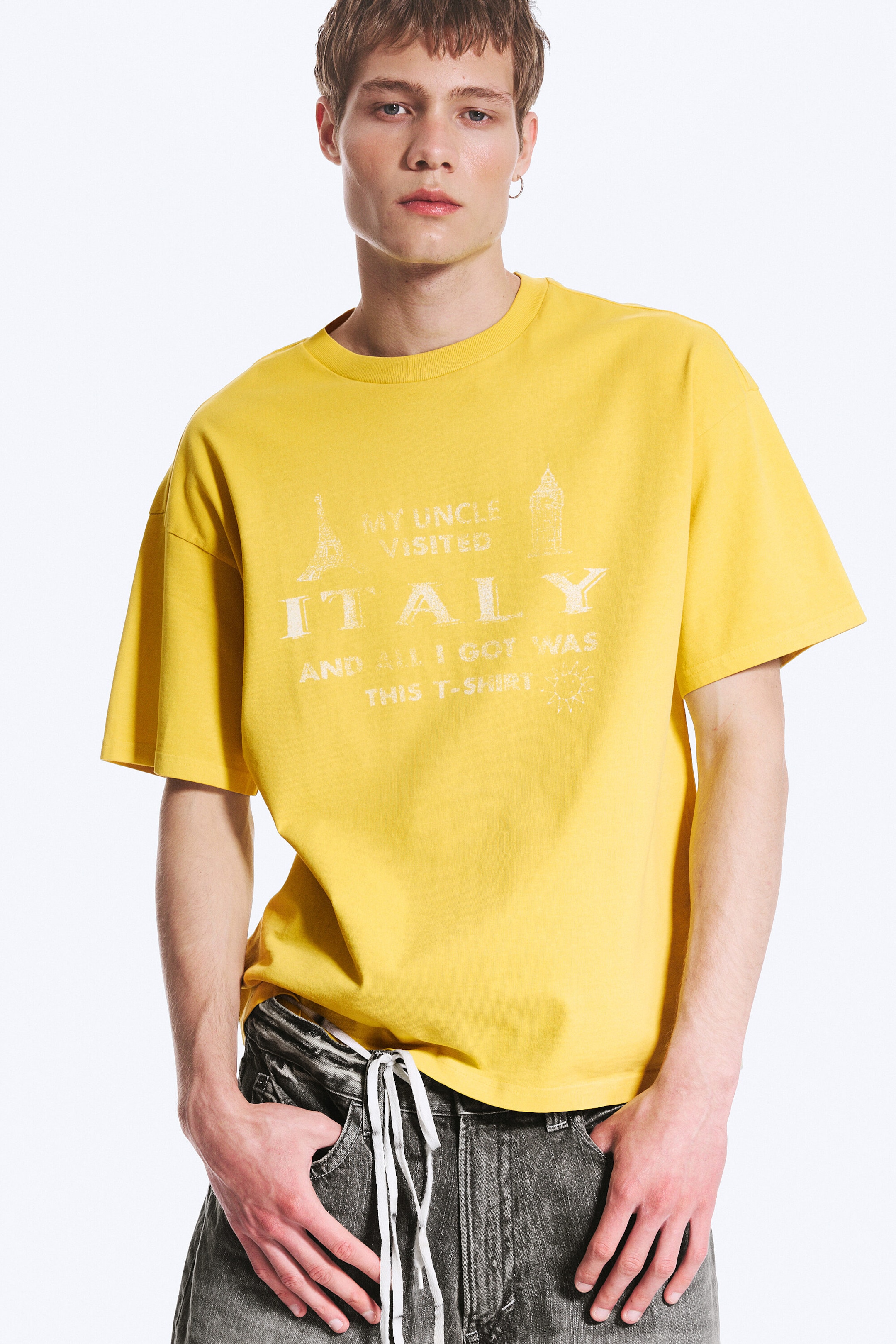 Yellow - Italy - Boxy Printed Graphic T-shirt - 1