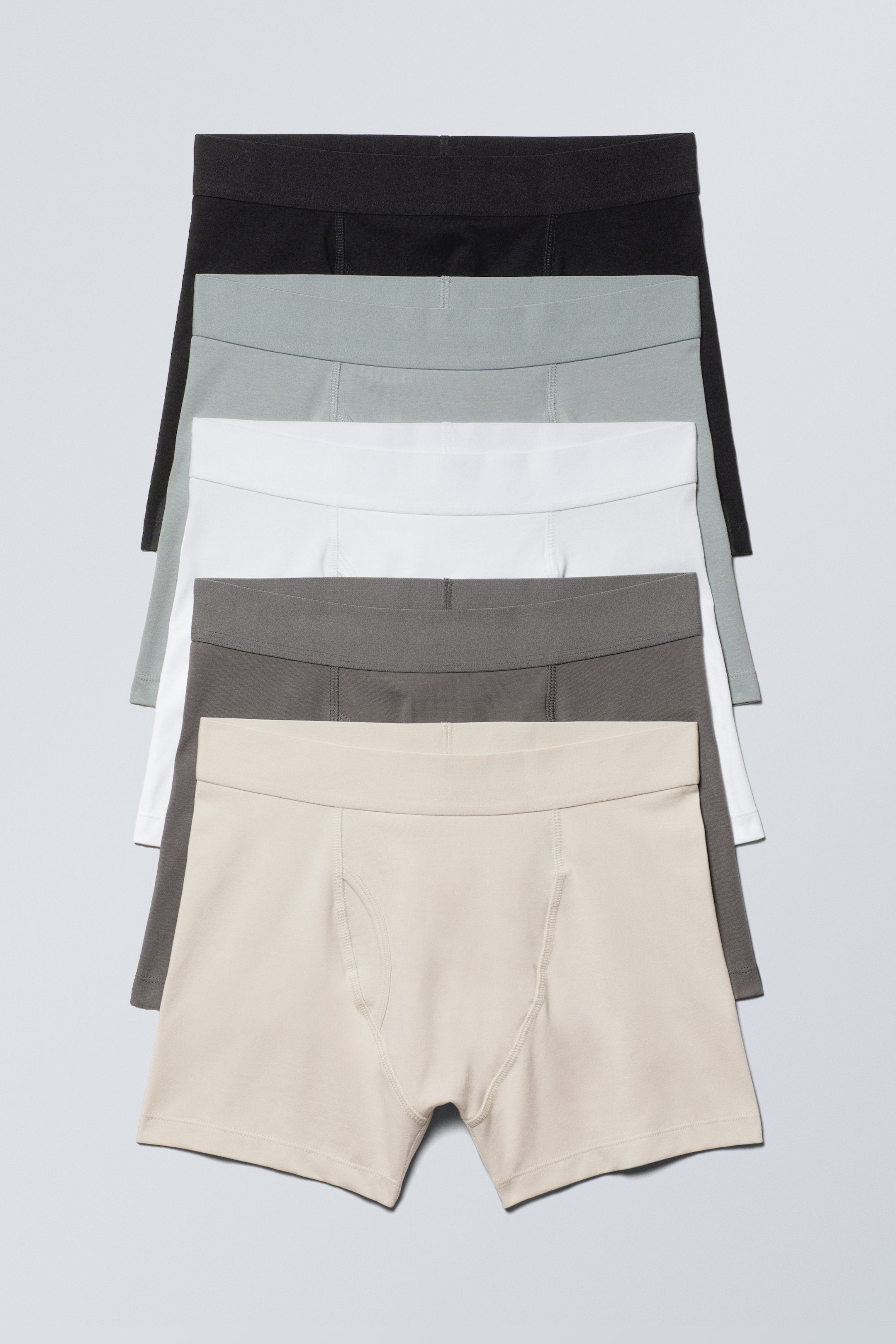 Black/Grey/White/Brown/Beige - 5-pack Boxer Briefs - 0