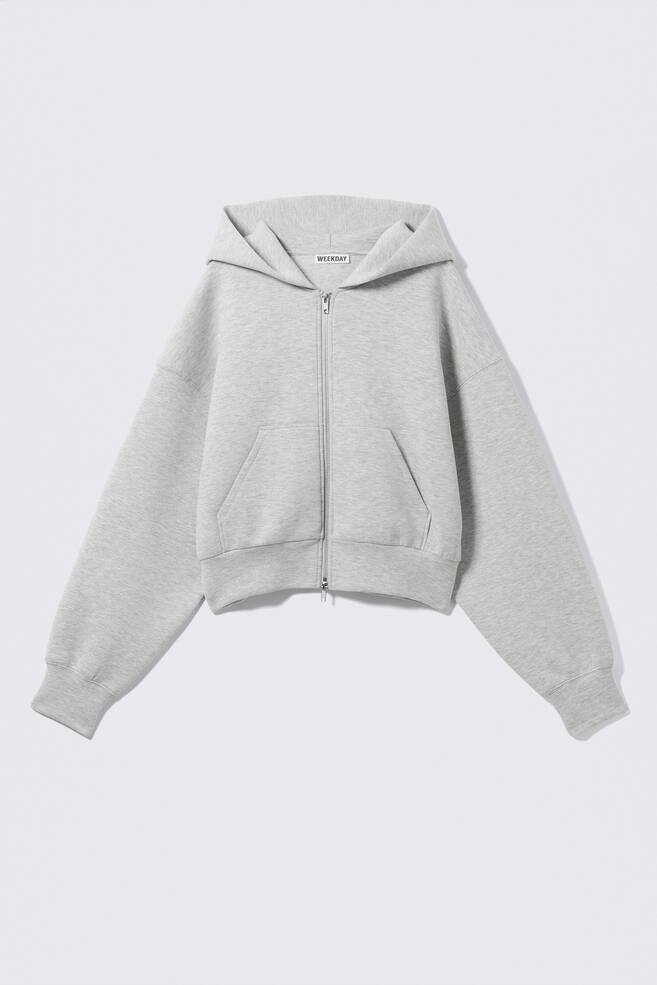 Sweat à capuche zippé scuba coupe ample - Gris chiné - 1