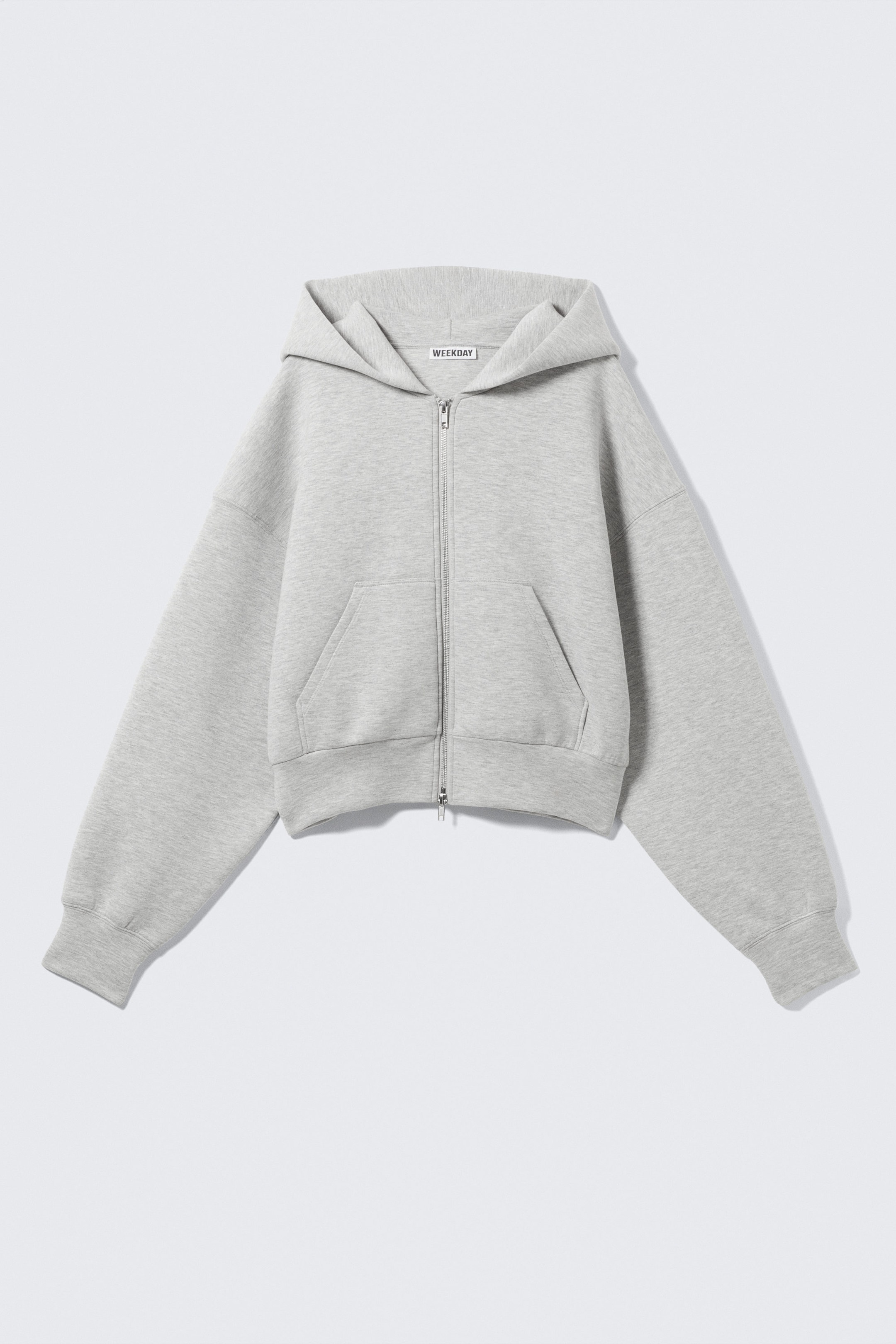 Grey Melange - Loose Fit Scuba Zip Hoodie - 4
