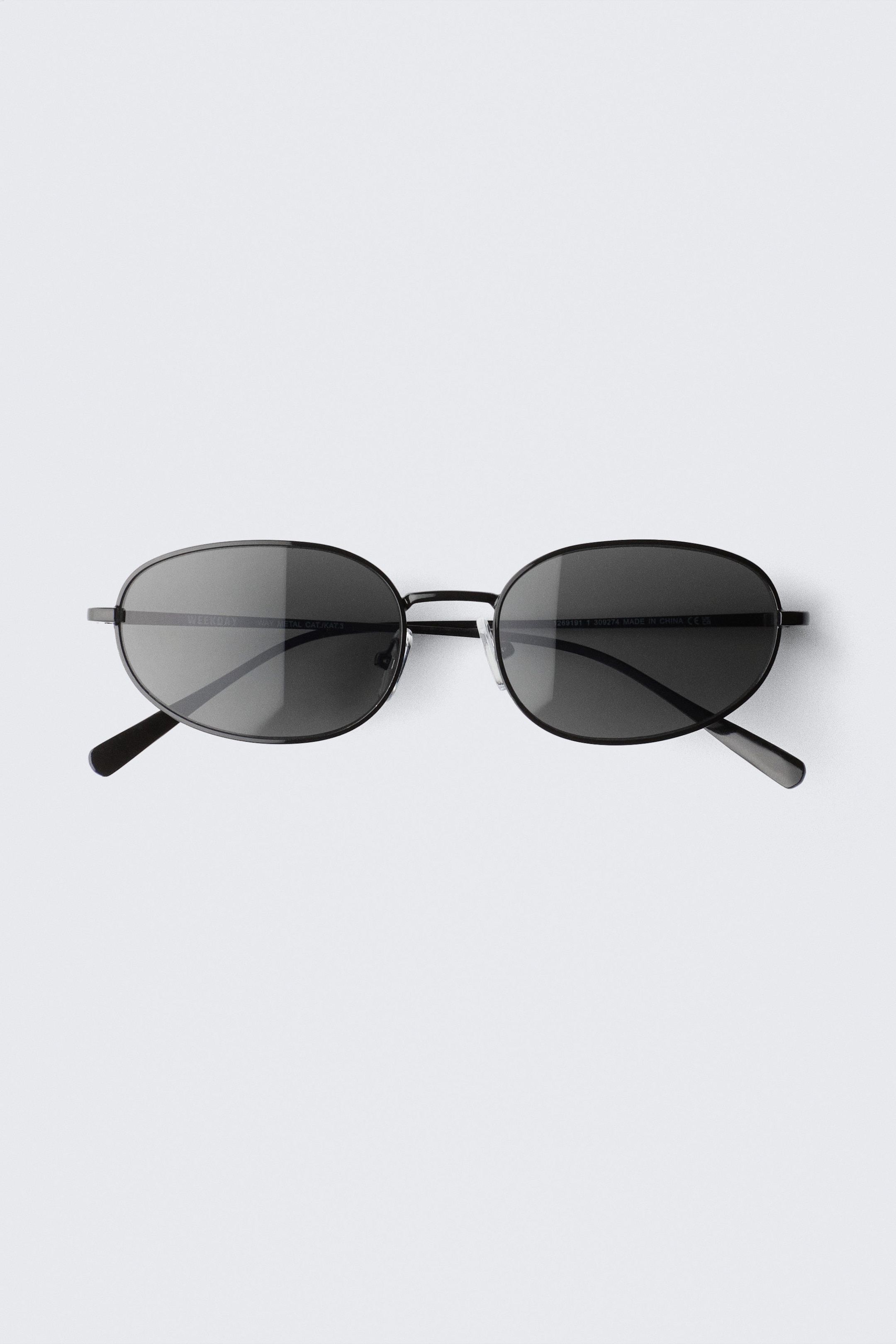 Svart - Sorte linser - Minimal Oval Metal Frame Unisex Sunglasses - 1