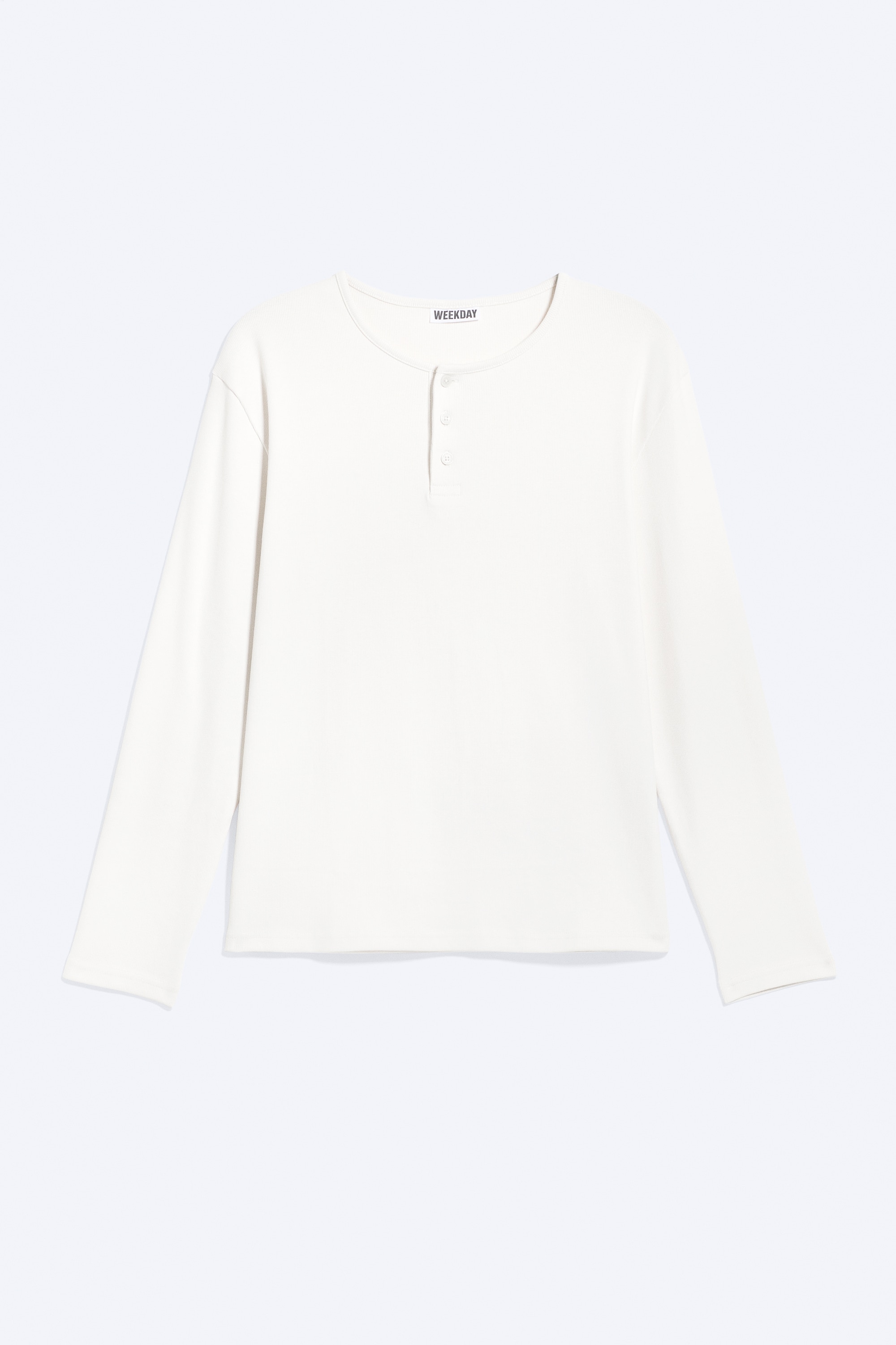 Henley de algodón de manga larga - Blanco roto/Black