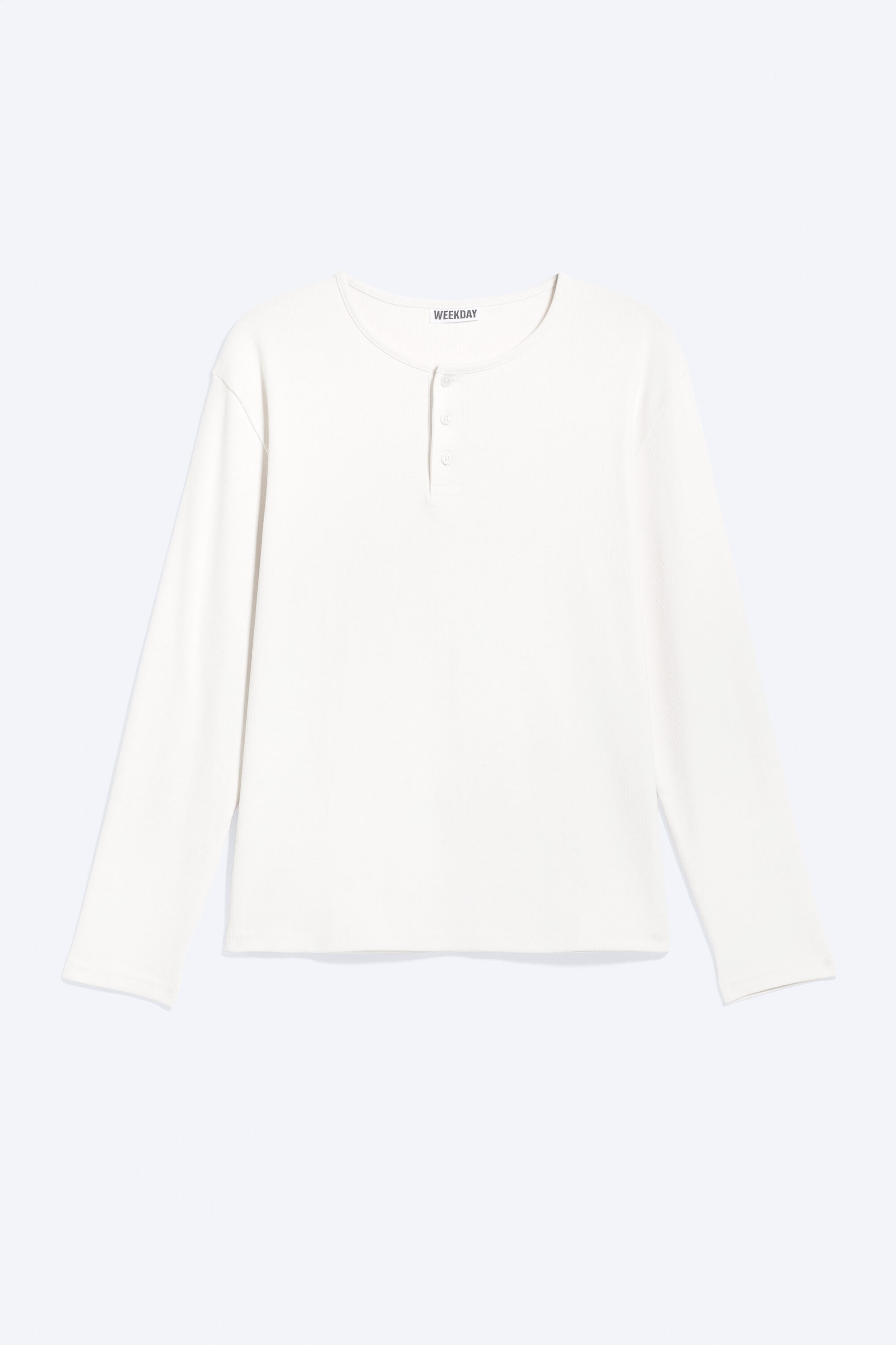 Dusty White - Long-sleeved cotton henley - 4