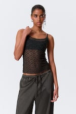 Dark Grey - Lace Pyjama Tank Top - 0