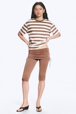 Dusty Brown - Ruched Regular Capri Pants - 1
