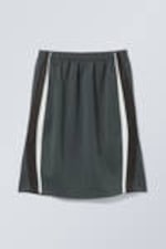 Dark Grey Colour Block - Rava Midi Track Skirt - 0