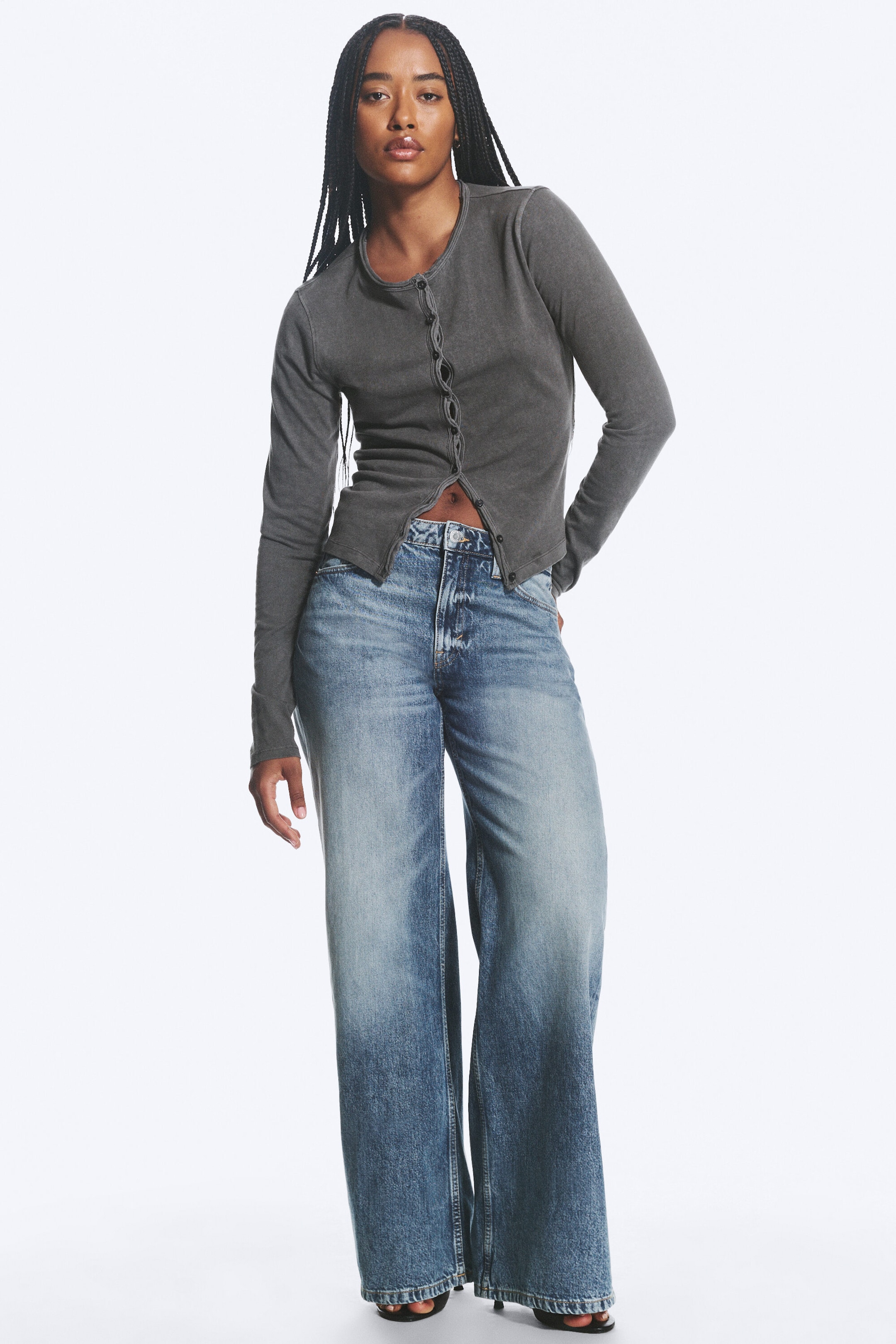 Blue Horses - Medium Blue - Paz Mid Rise Wide Jeans - 2