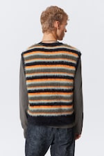 Multicoloured Striped - Striped Hairy Knit Vest - 3
