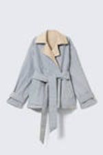 Beige & Hellgrau - Kurzer, wendbarer Zweireiher-Trenchcoat - 5