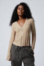 Beige - Gestructureerd vest met rits - 0