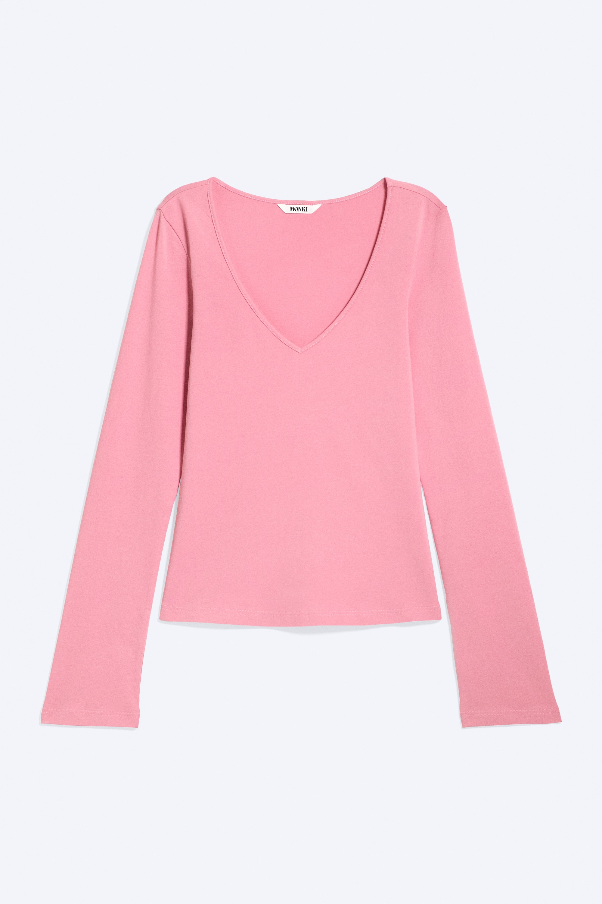 Top slim en jersey à col en V - Rose/Noir/Beige cendré clair
