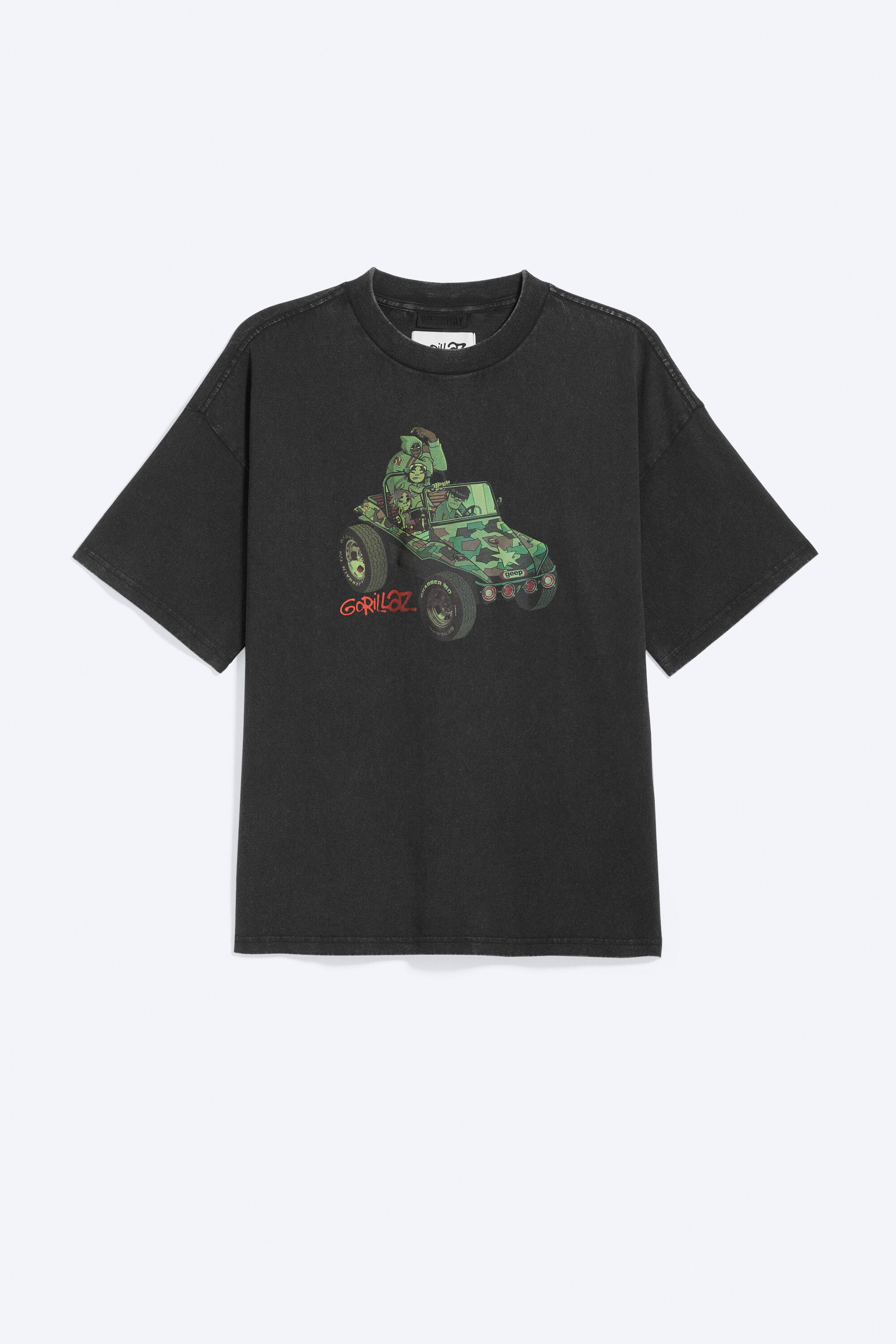 gorillaz relaxed boxy t-shirt - Washed Black | Weekday EU