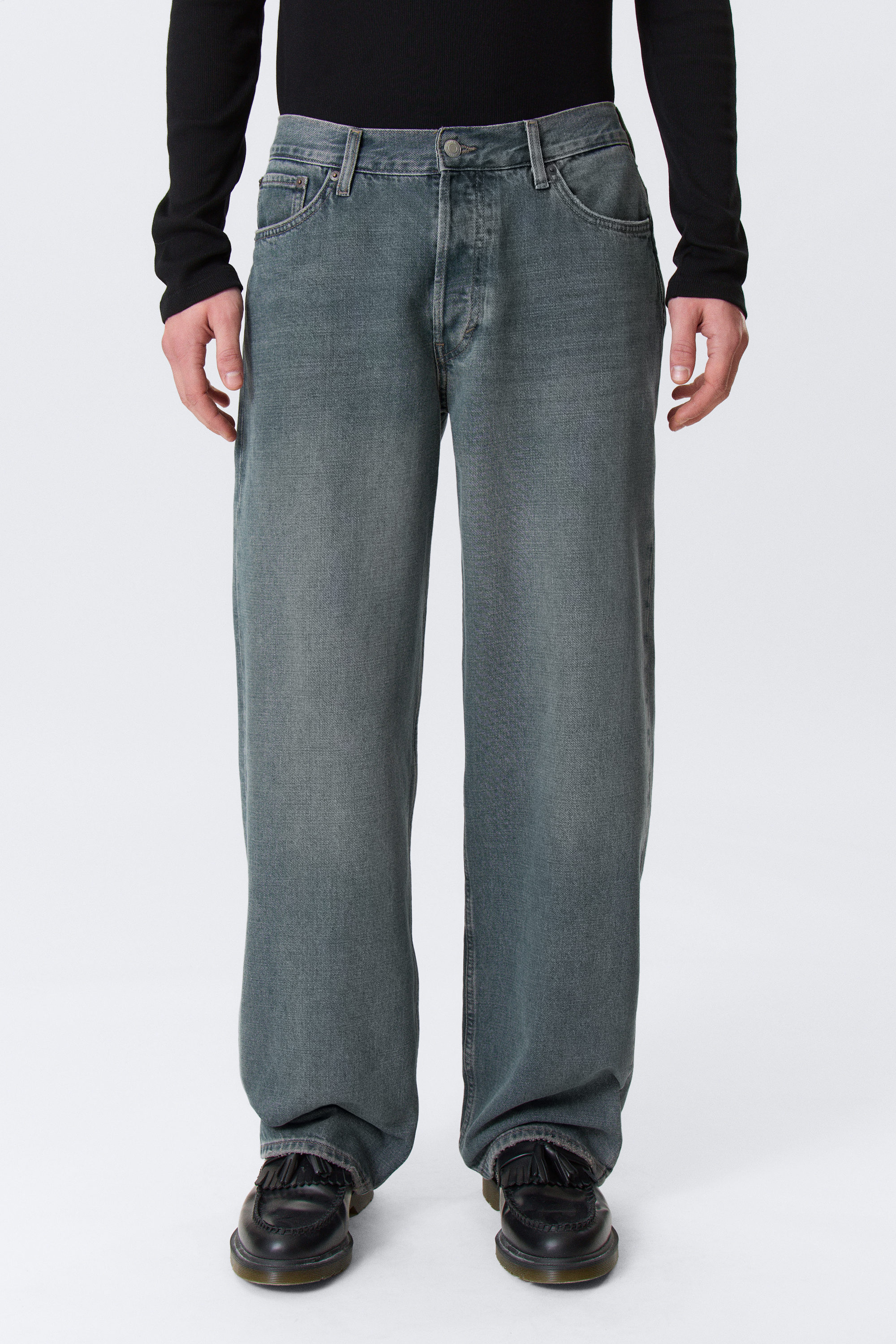 Blue One - Mörkblå - Sphere Low Waist Loose Straight Leg Jeans - 3