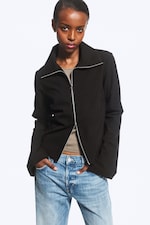 Striped Black - Slim Long-Sleeved Zip Shirt - 0