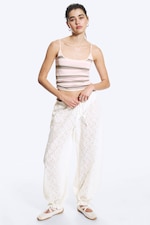 Dusty White Lace - Kanten broek met lage taille en trekkoord - 0