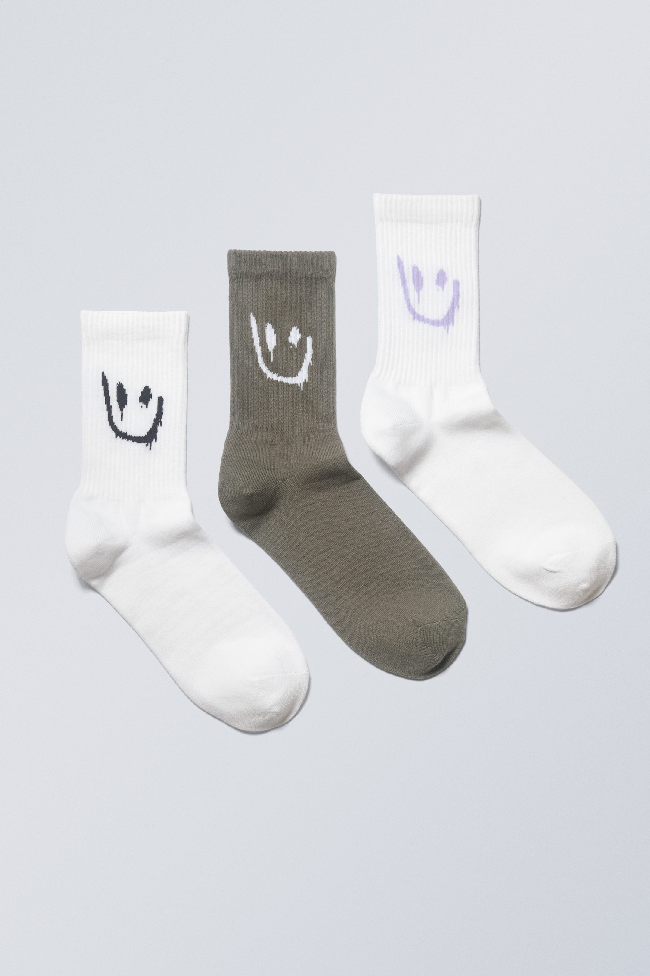 Mix smiley - Lot de 3 paires de chaussettes de sport graphiques - 0