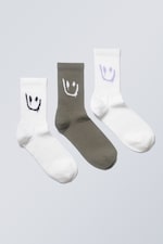 Mix smiley - Lot de 3 paires de chaussettes de sport graphiques - 0