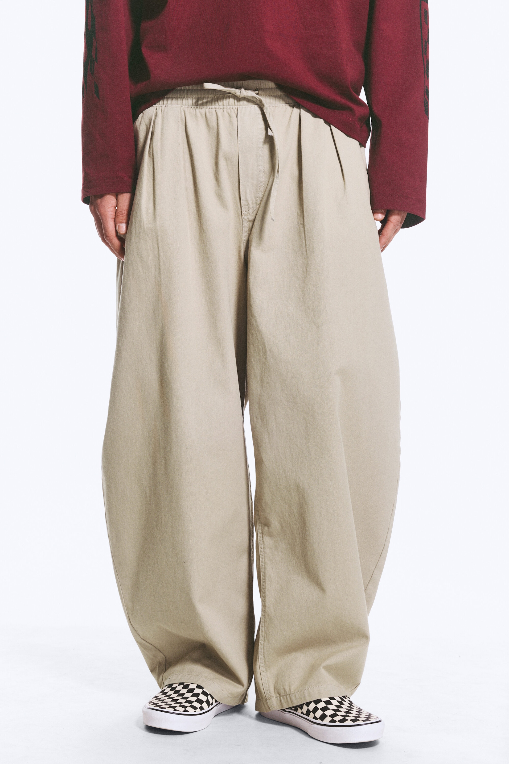 Dusty Beige - Barrel Pull-on Trousers - 2