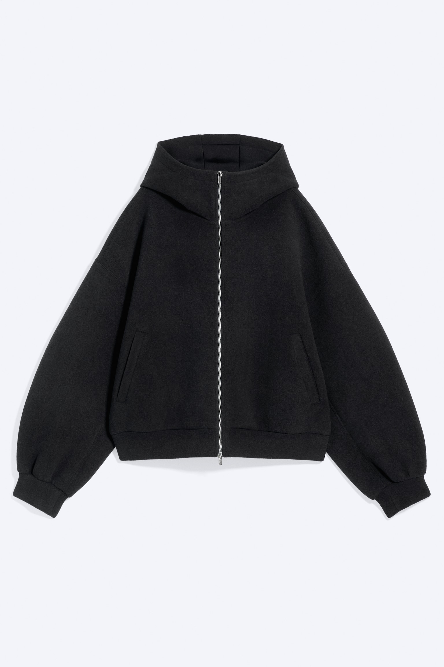 Hanorac oversized din material scuba laminat - Negru/Aluniță Închisă