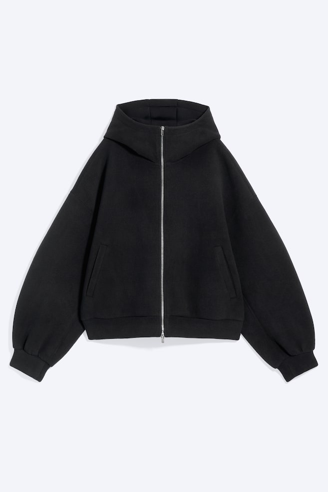Oversized Scuba-Kapuzenpullover mit Bonding - Schwarz/Dunkles Taupe - 1
