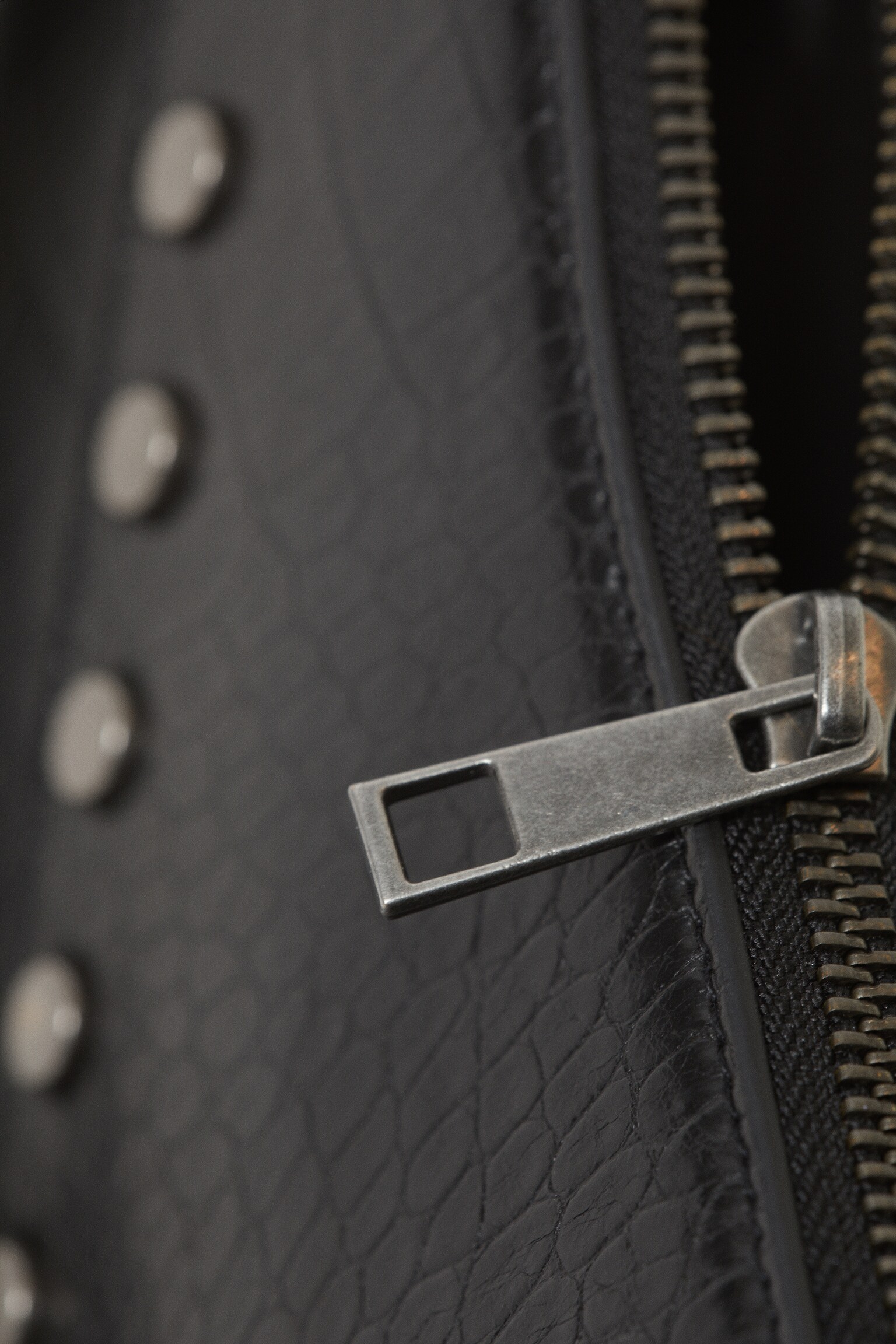 Studded Faux Leather Shoulder Bag - Black - 2