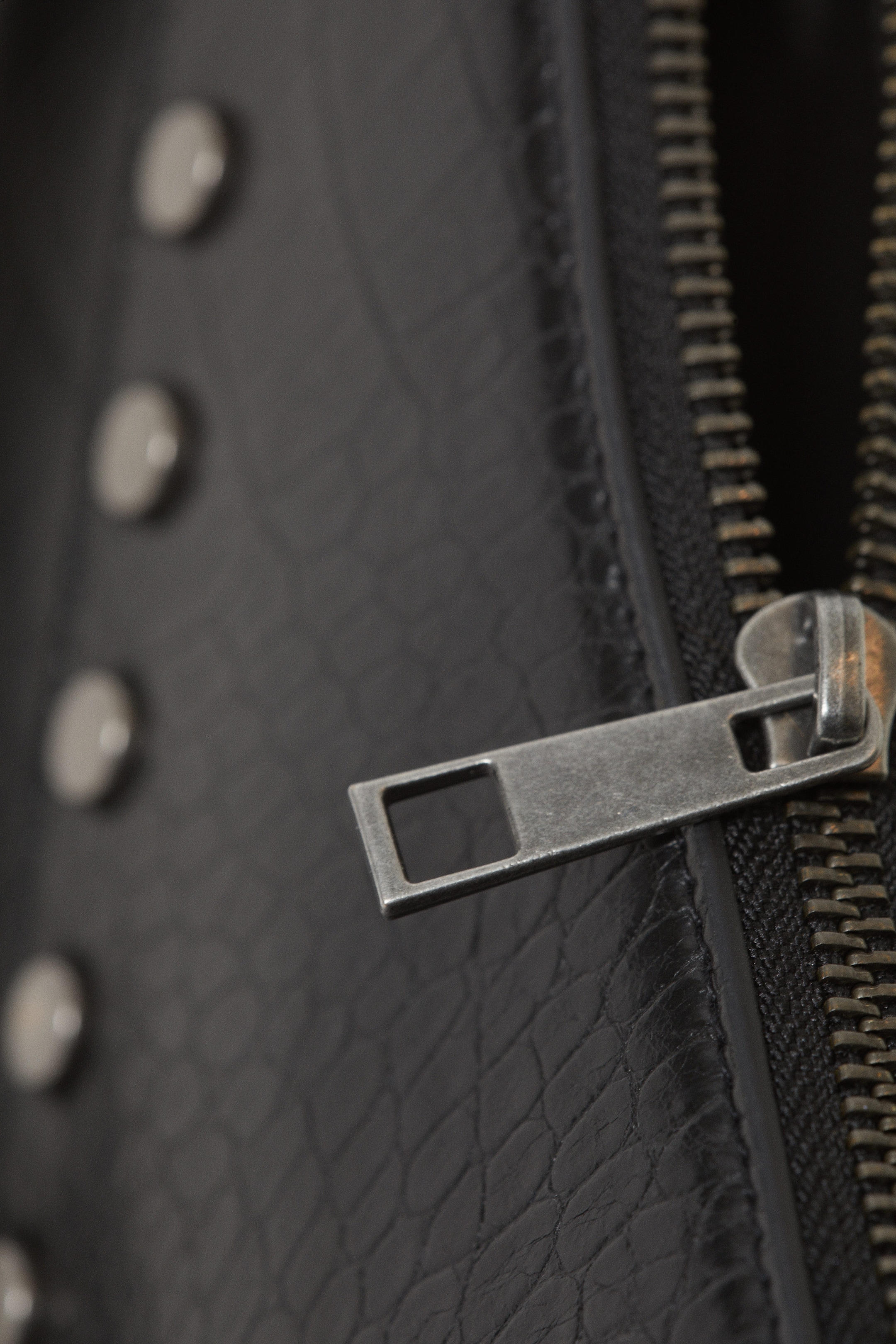 Black - Studded Faux Leather Shoulder Bag - 3