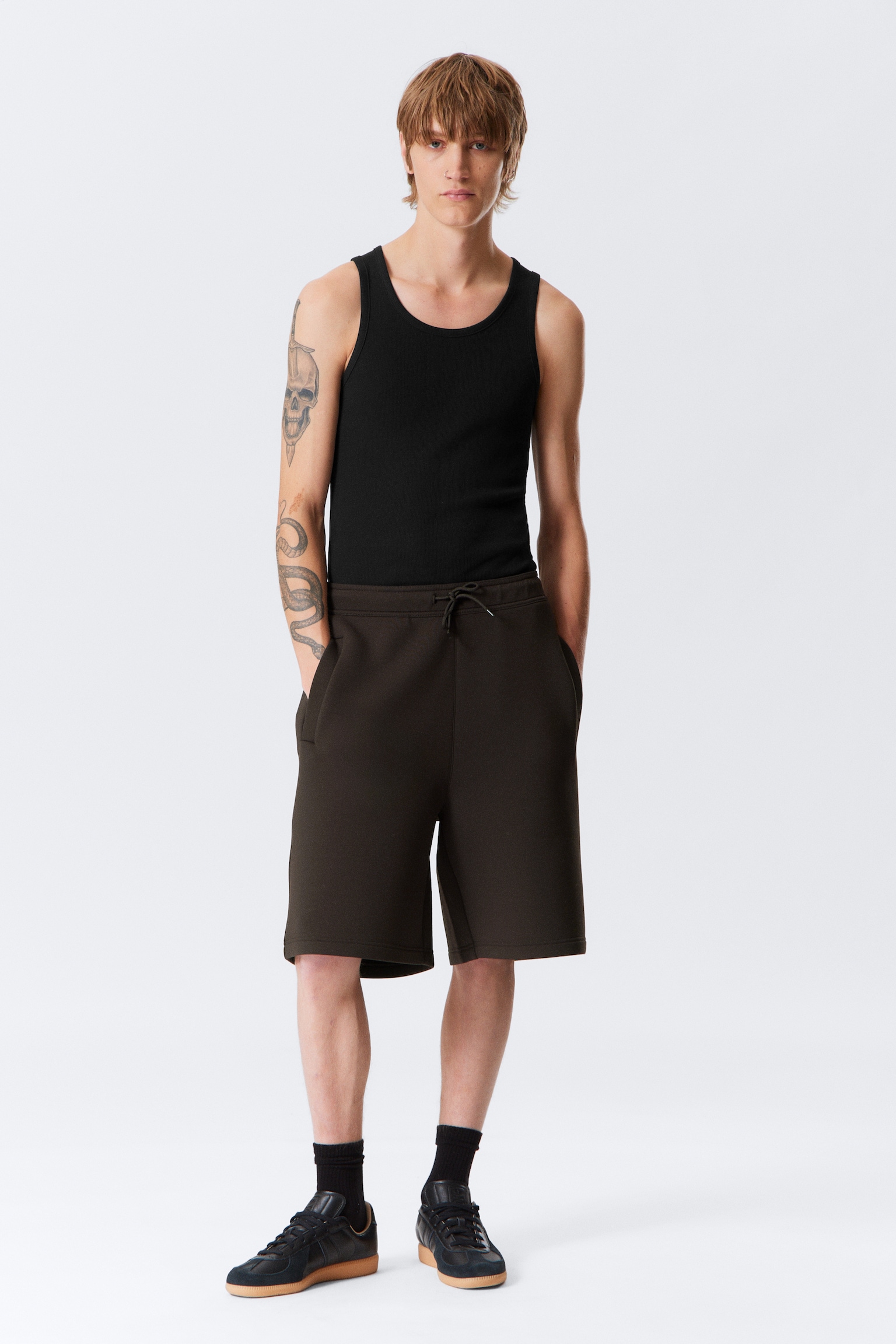 Loose Fit Scuba Shorts - Maro închis/Albastru Intens/Black/Grey Melange
