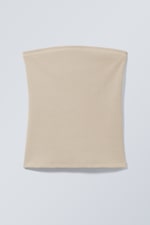 Beige - Tania Rib Tube Top - 0