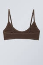 Mörkbrun - Inez Scooped Cotton Bralette - 1