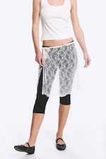 White - Lace - Lace Wrap Midi Skirt - 1