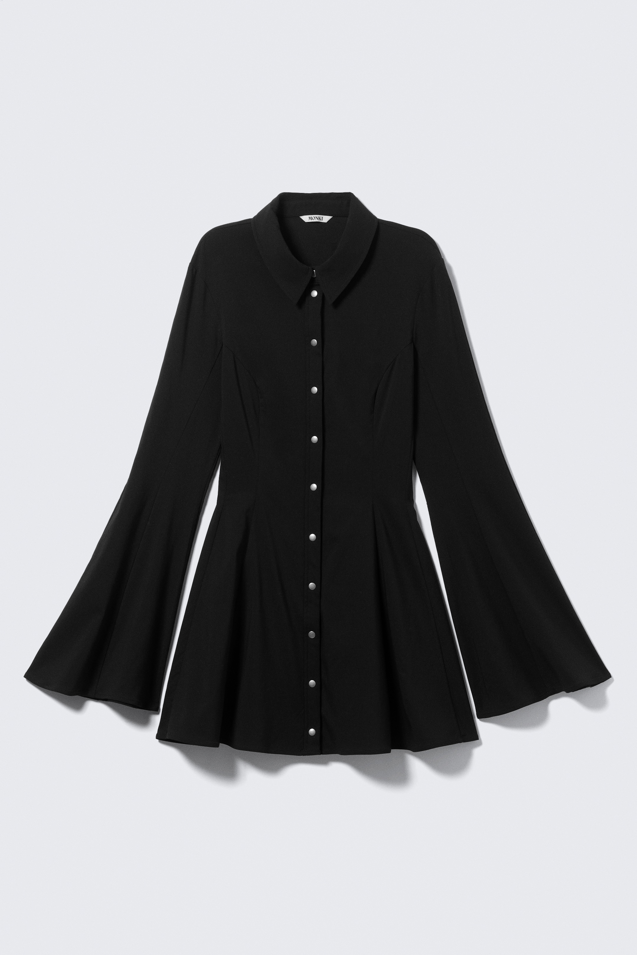 Zobrazit větší obrázek: Košilové mini šaty s rozšířenou sukní - Černá - ŽENY | H&M CZ 1