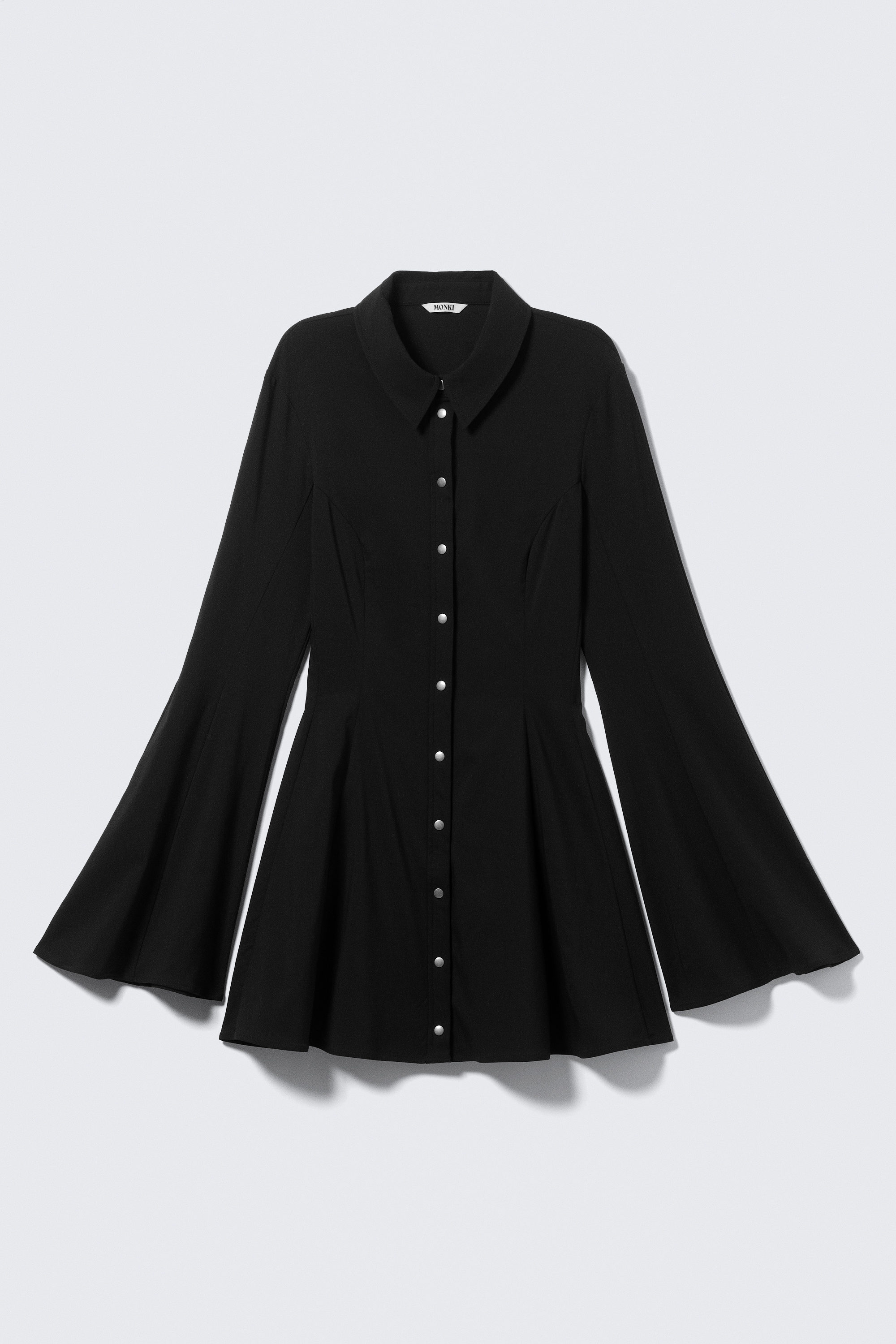 Schwarz - Mini-Hemdkleid mit Fit-and-Flare-Silhouette - 1