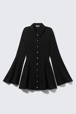 Svart - Kort Fit-and-Flare skjortklänning - 4