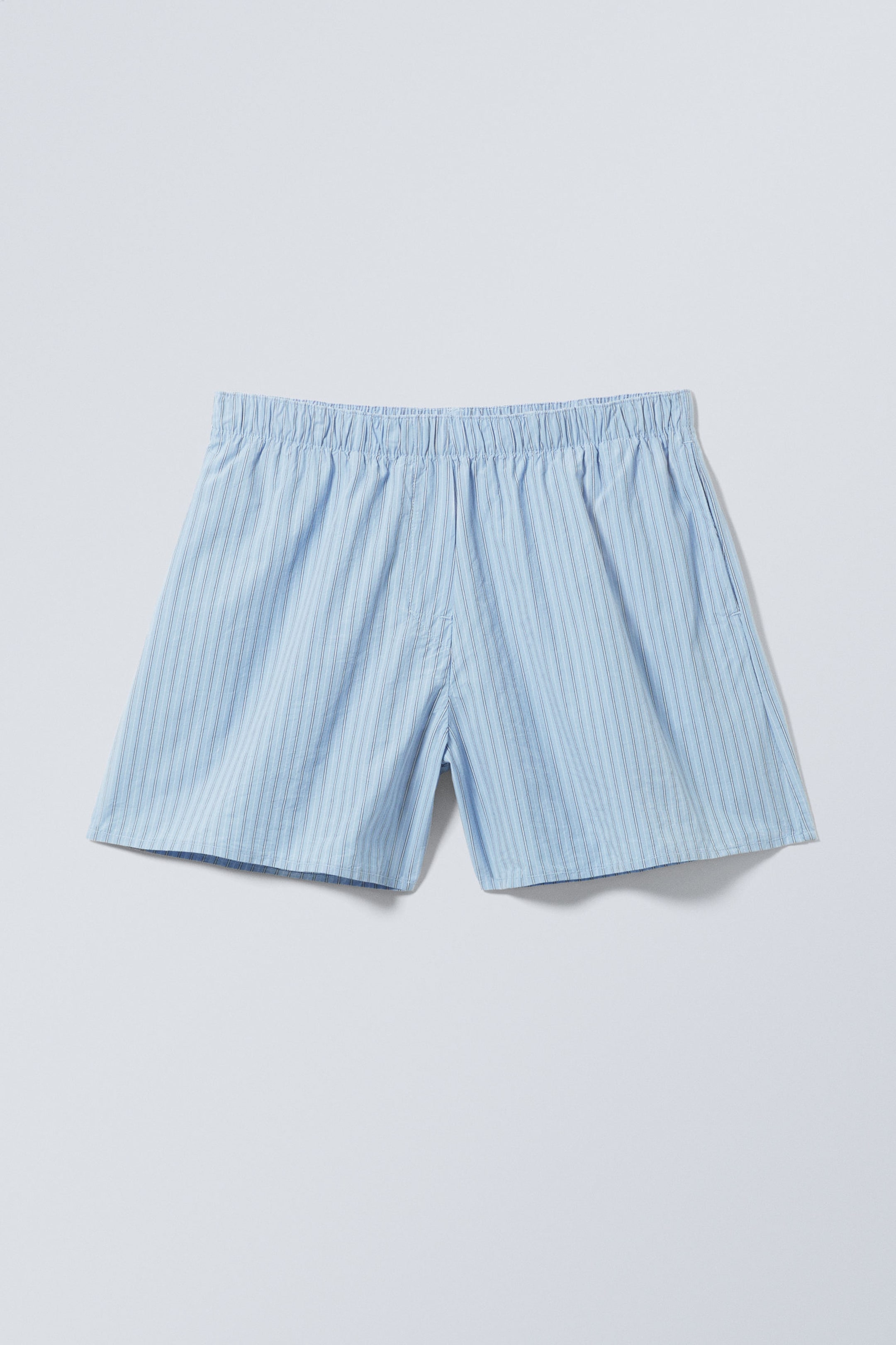 Randig ljusblå - Shorts i bomull med låg midja - 3