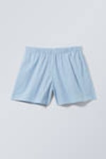 Randig ljusblå - Shorts i bomull med låg midja - 3