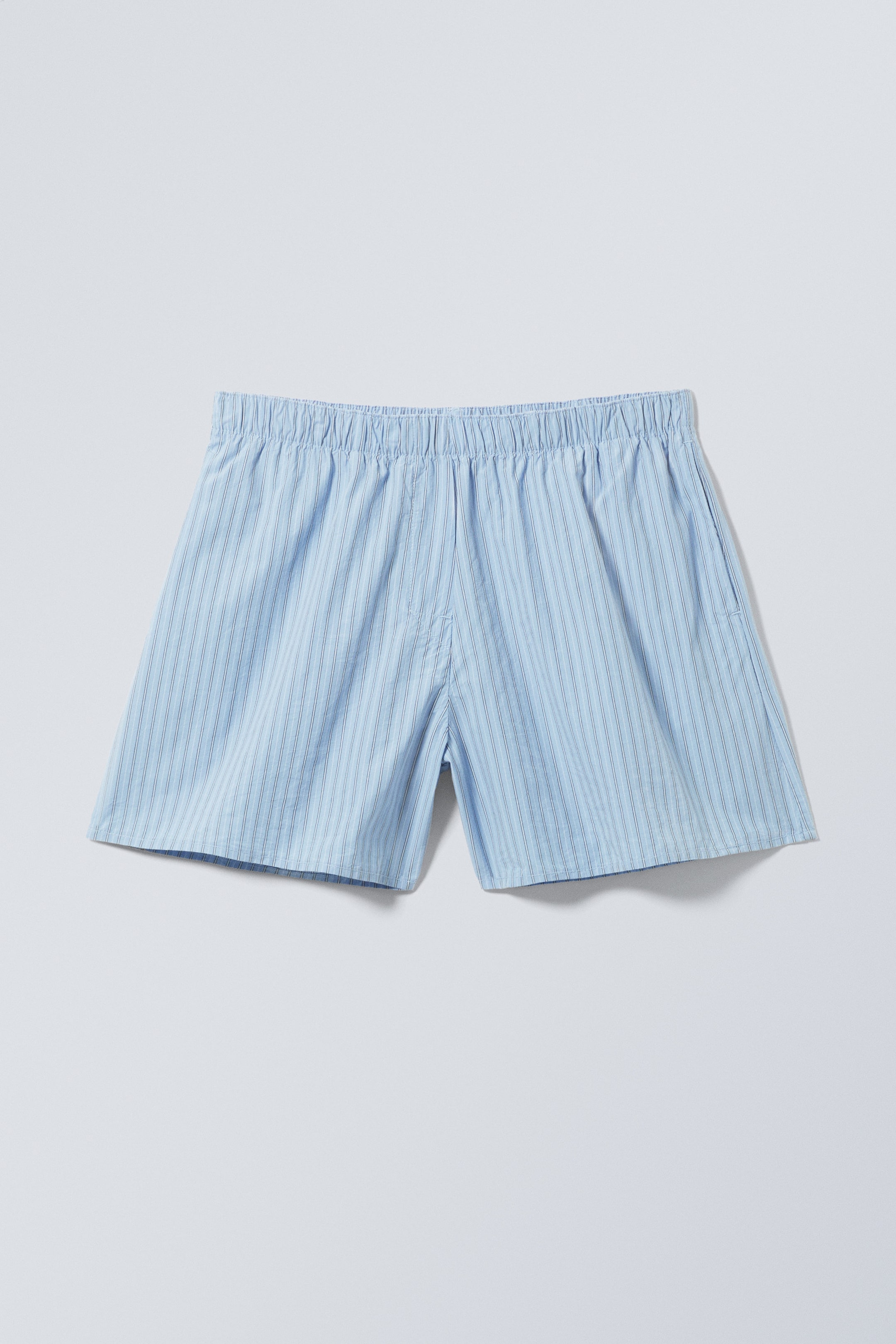 Striped Light Blue - Low Rise Cotton Shorts - 1
