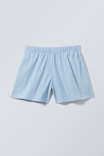 Hellblau gestreift - Baumwollshorts mit niedrigem Bund - 0