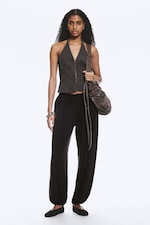 Dark Brown - Soft Mid-Rise Balloon Trousers - 0