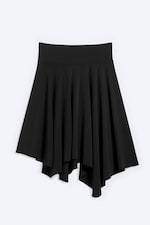 Svart - Mid waist asymmetrisk kjol i jersey - 4