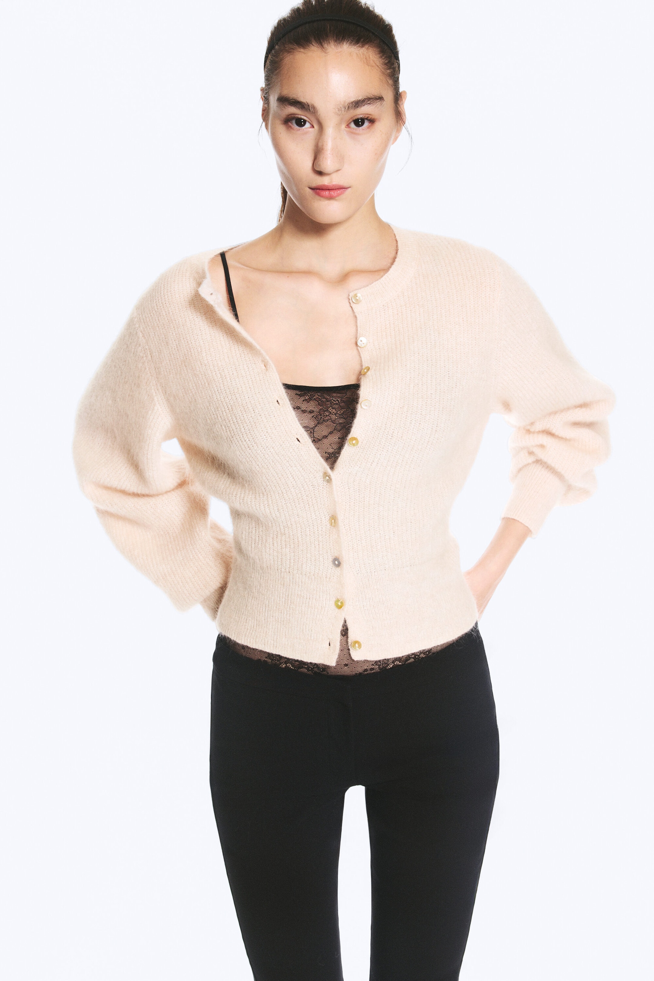 Offwhite - Strickjacke aus Mohairmischung - 1
