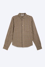 Checked Brown - Structured Long-Sleeved Buttoned Shirt - 3
