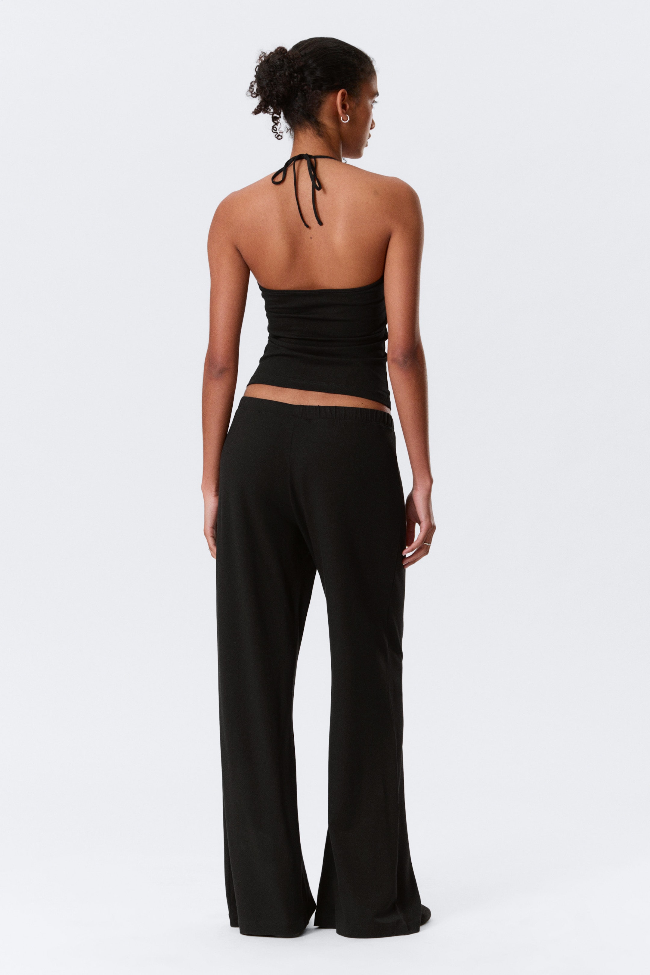 Zwart - Zachte bootcut broek met lage taille - 3