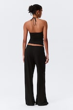 Zwart - Zachte bootcut broek met lage taille - 3