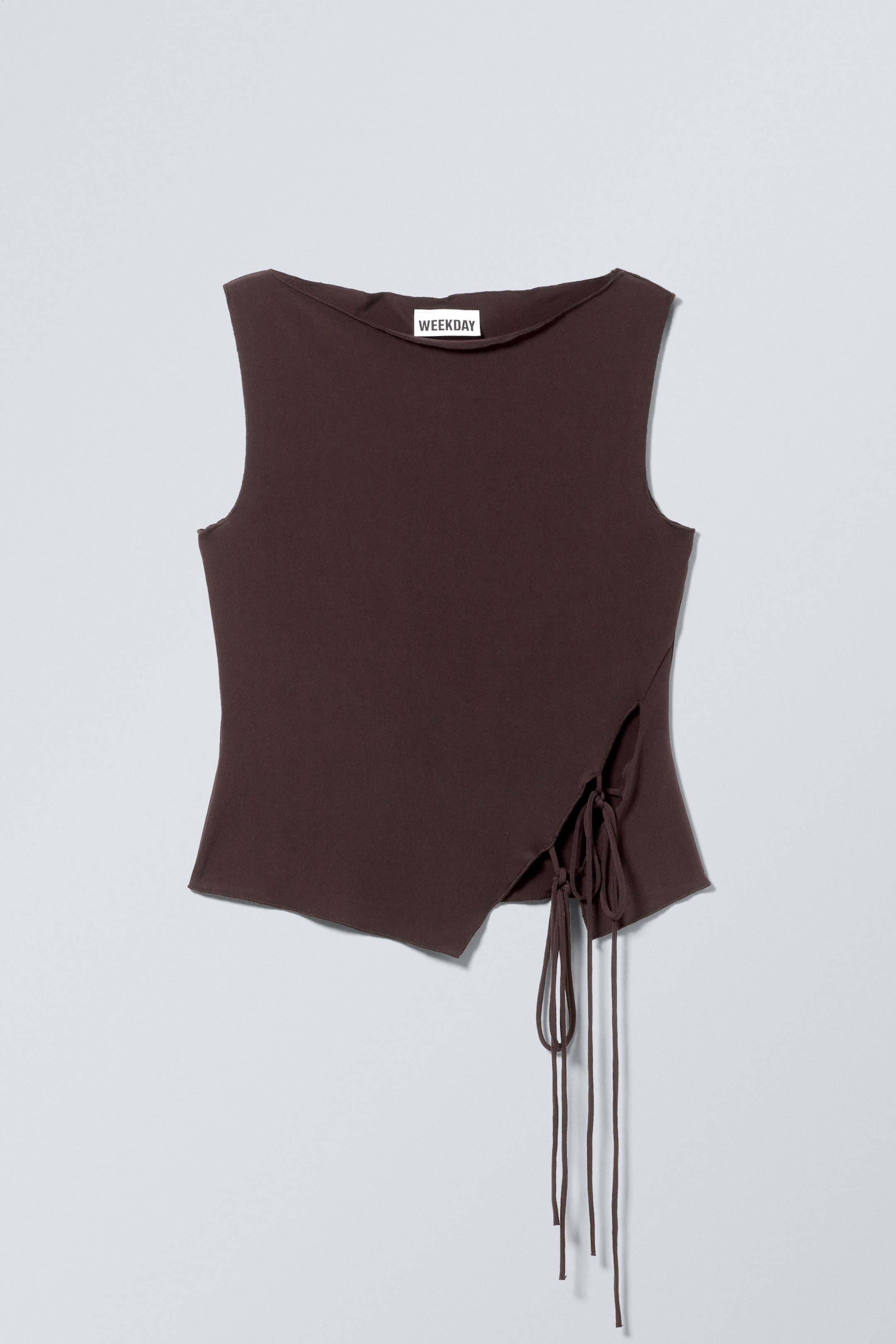 Dark Plum - Side Tie Sleeveless Top - 0
