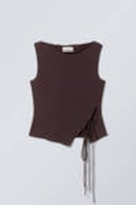 Dark Plum - Side Tie Sleeveless Top - 0